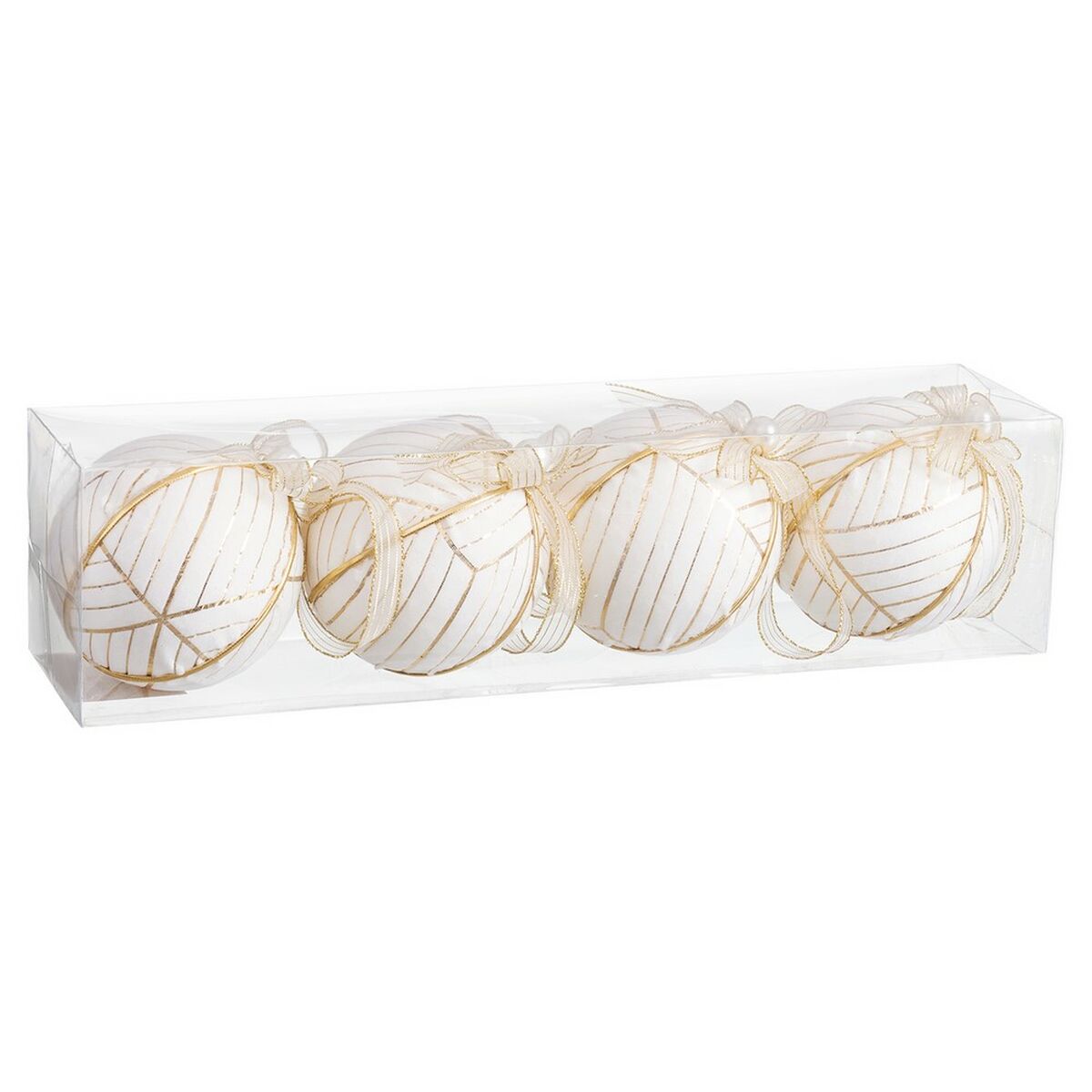 Julgranskulor Vit Polyfoam Tyg 8 x 8 x 8 cm (4 antal) - 2
