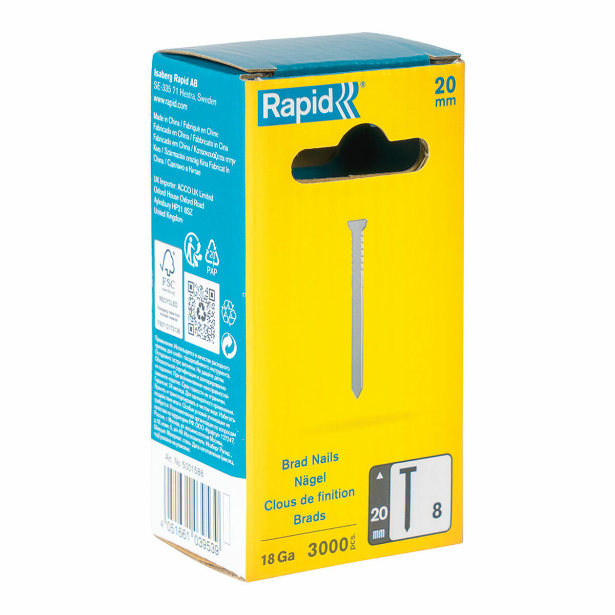 Spikar Rapid 18ga 20 mm Galvaniserad (3000 antal)