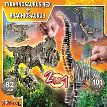 3D-pussel Educa Pussel x 2 Dinosaurier
