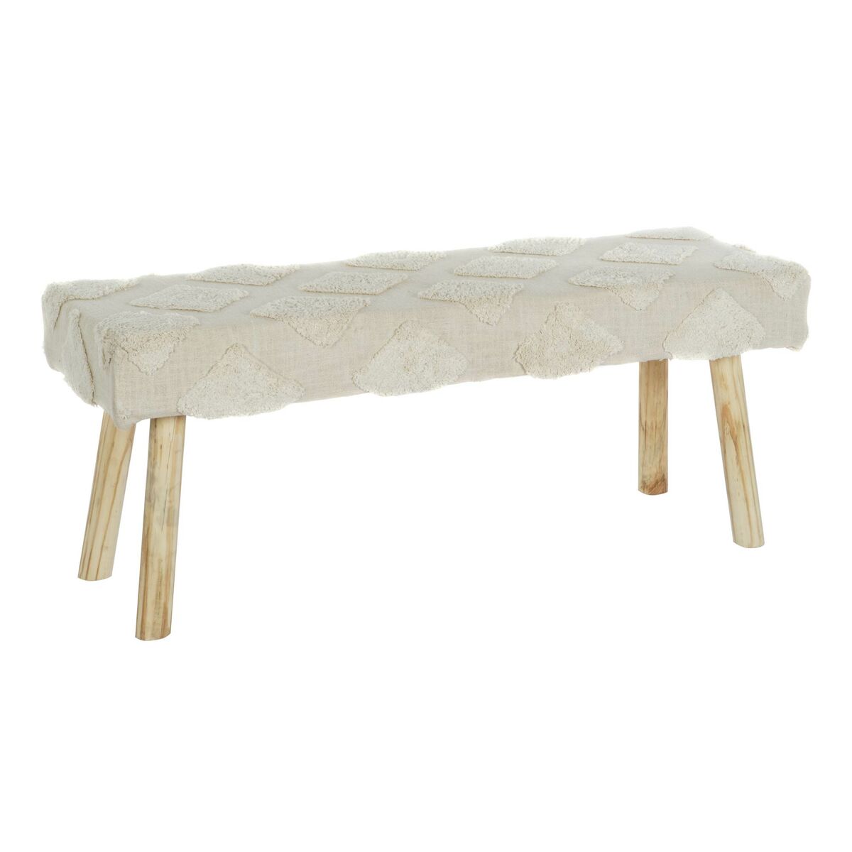 Sittpall DKD Home Decor Vit Naturell Trä 120 x 50 x 40 cm