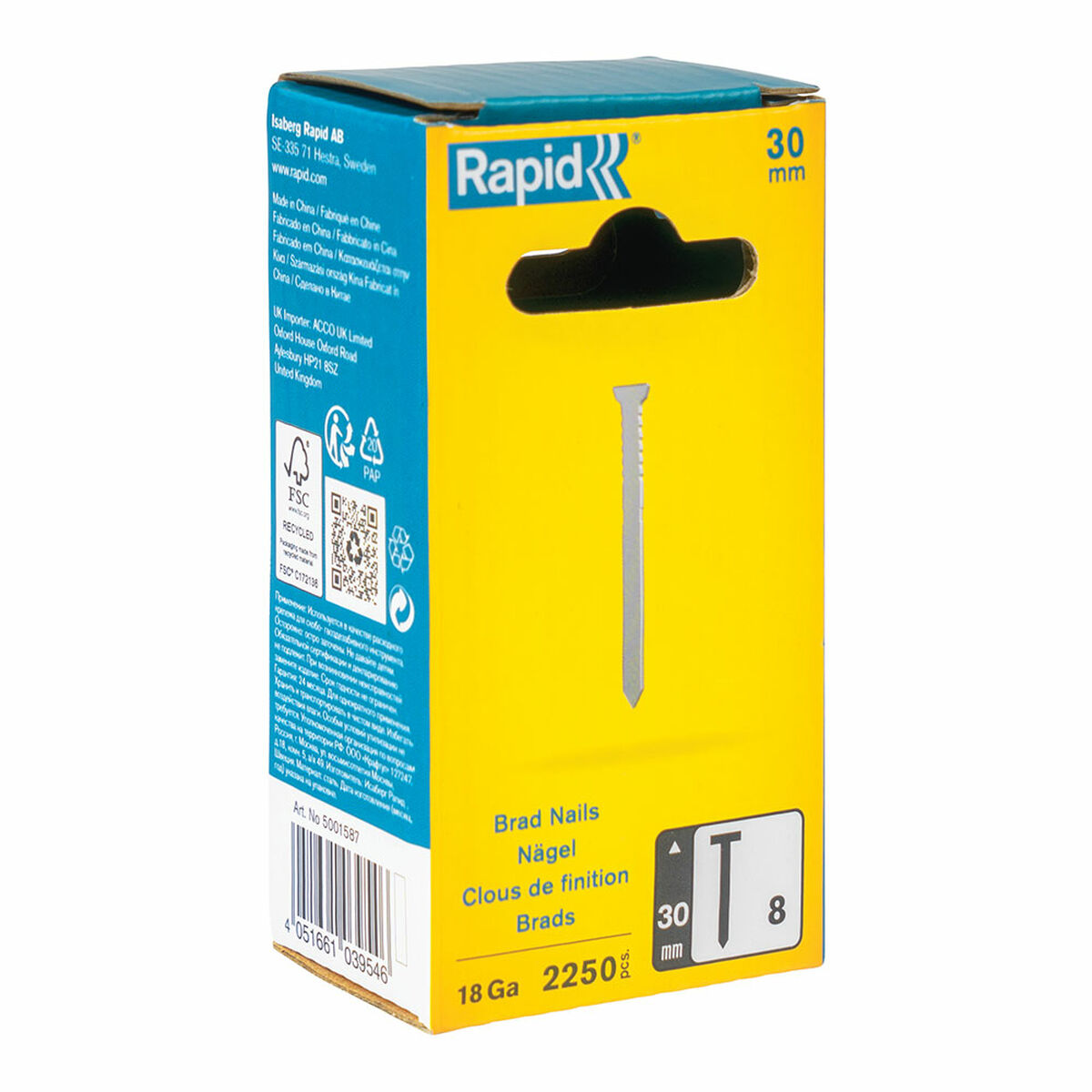 Spikar Rapid 18ga 30 mm Galvaniserad (2250 antal)