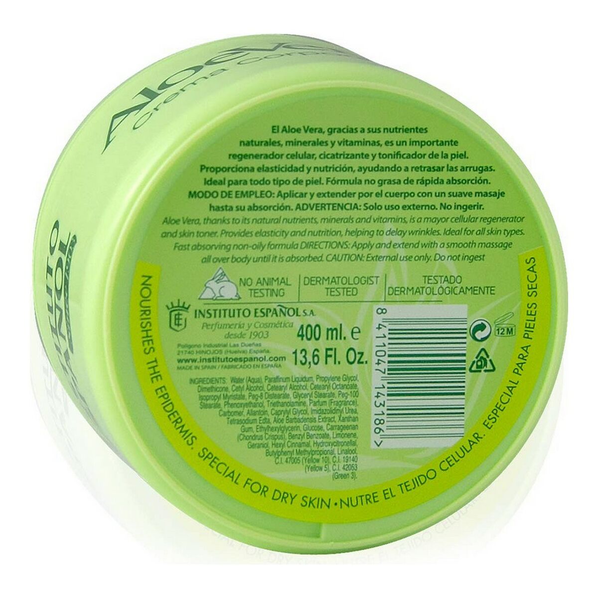 Fuktande kroppskräm Aloe Vera Instituto Español 100320 400 ml (400 ml) - 2
