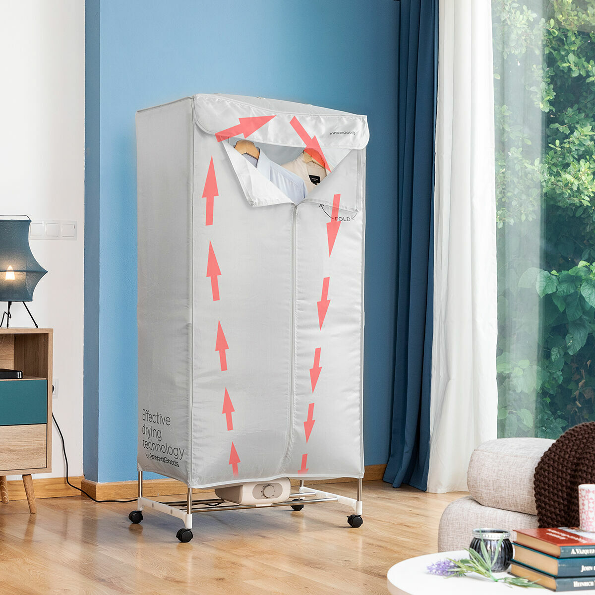 Bärbar elektrisk lufttork för kläder med 2 nivåer Dupledry InnovaGoods 1200 W - 8