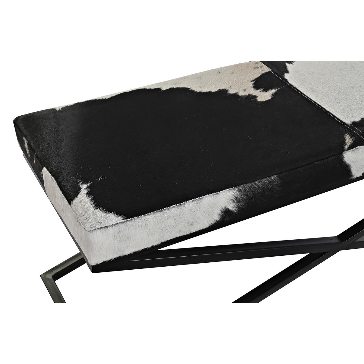 Foot-of-bed Bench DKD Home Decor Svart Beige Metall Brun Läder Vit Kolonial (120 x 40 x 50 cm) - 4