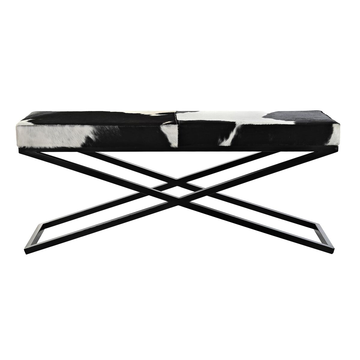 Foot-of-bed Bench DKD Home Decor Svart Beige Metall Brun Läder Vit Kolonial (120 x 40 x 50 cm) - 2