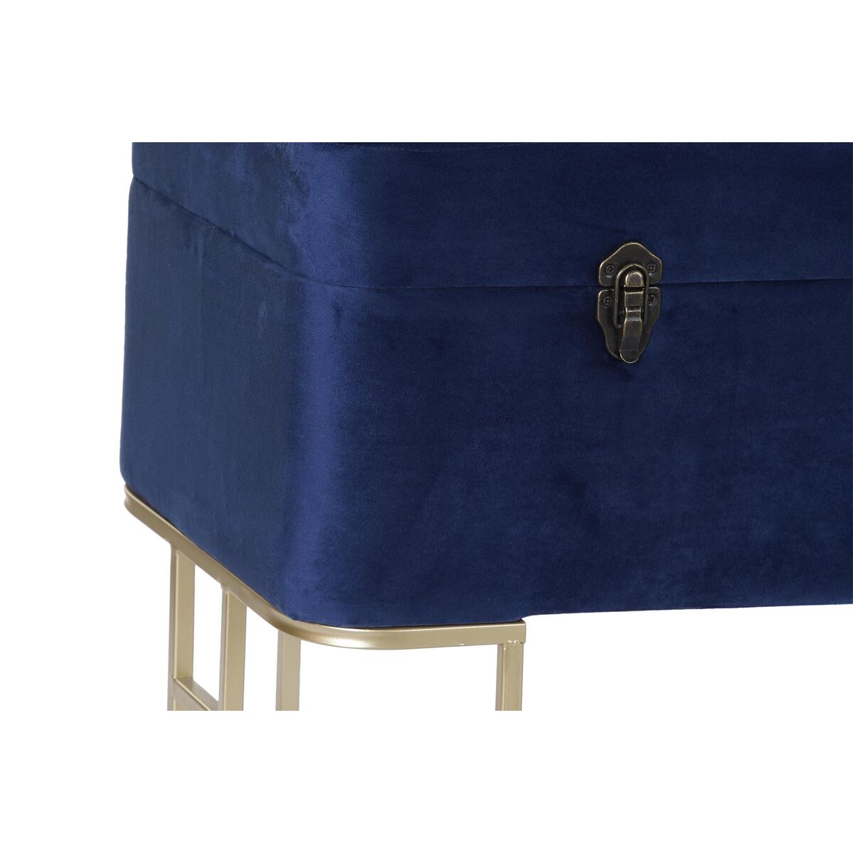 Sittpall DKD Home Decor   Blå Gyllene Metall Sammet (90 x 40 x 47 cm) - 5