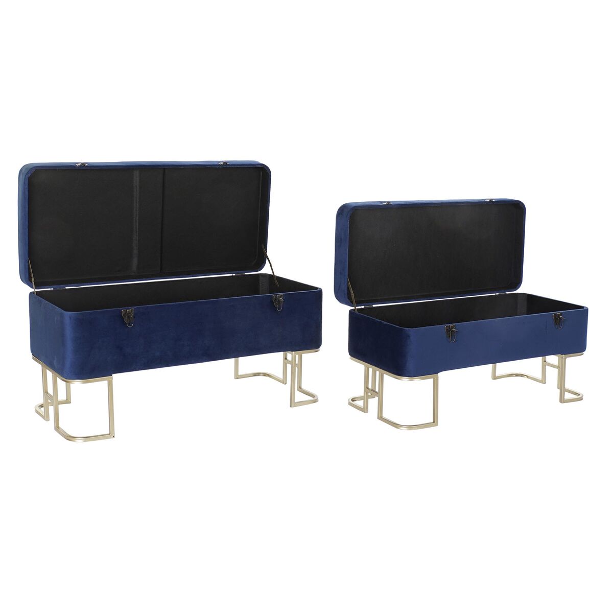 Sittpall DKD Home Decor   Blå Gyllene Metall Sammet (90 x 40 x 47 cm) - 2