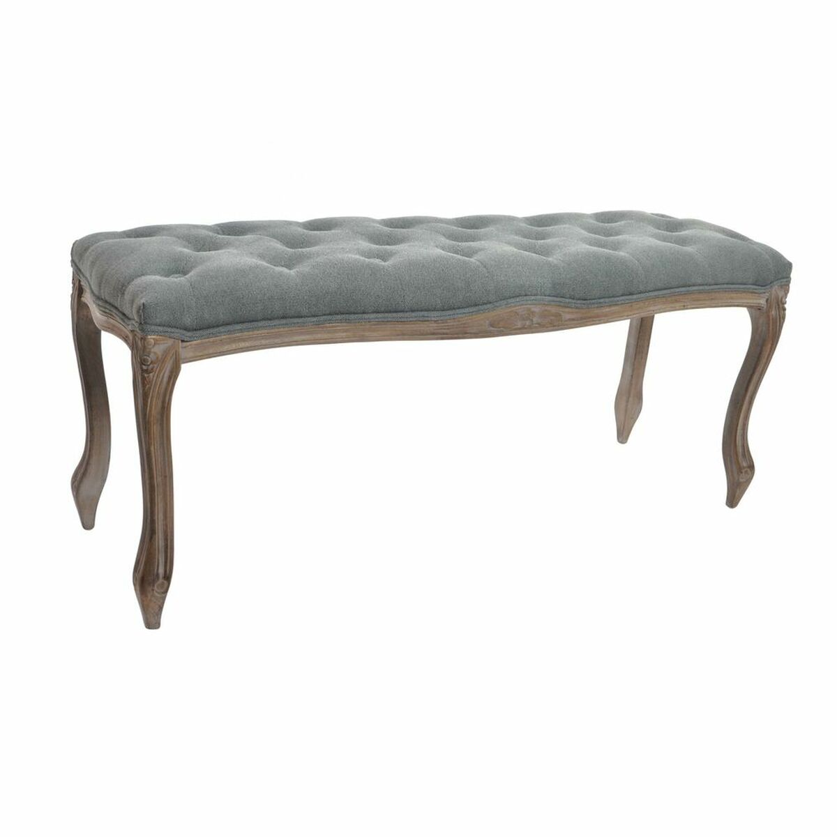 Sittpall DKD Home Decor   Grå Naturell Trä Polyester Mörkgrå (112 x 36 x 48 cm)