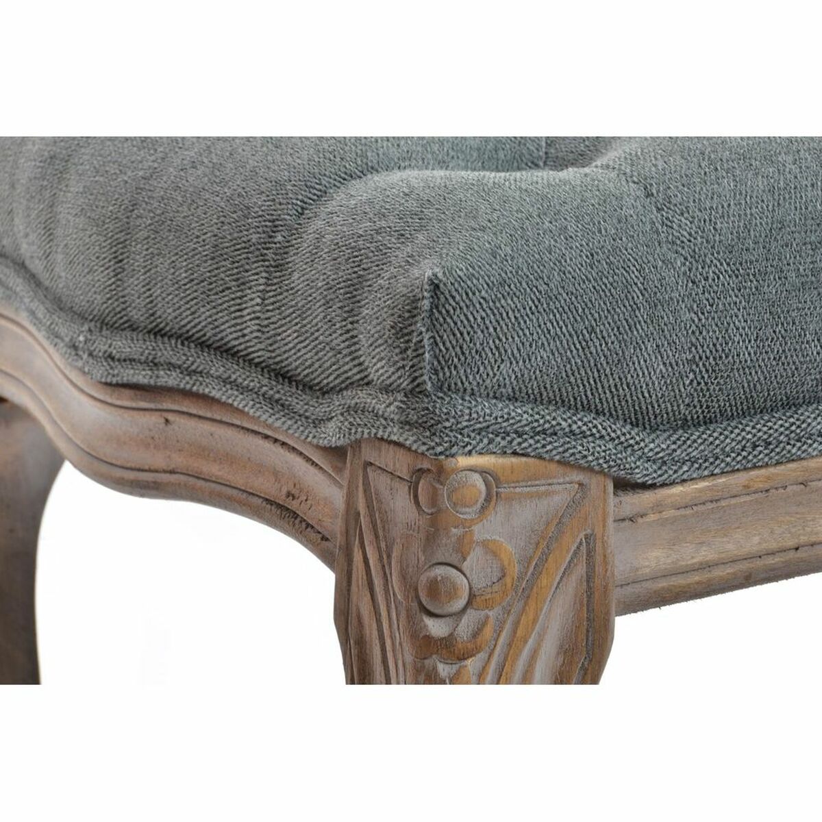 Sittpall DKD Home Decor   Grå Naturell Trä Polyester Mörkgrå (112 x 36 x 48 cm) - 3
