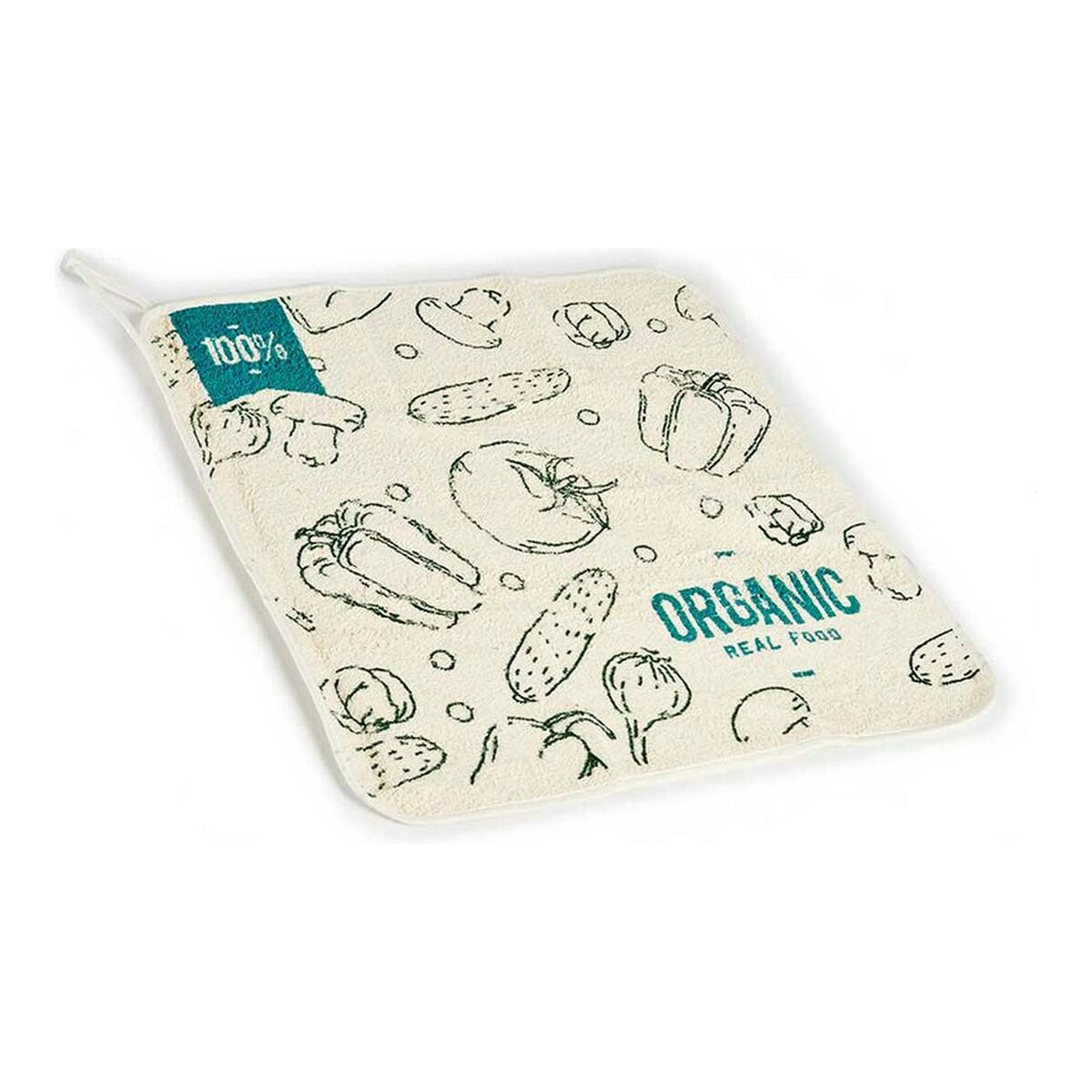 Kökstextil Kinvara Organic Vit Grön 50 x 0,3 x 50 cm