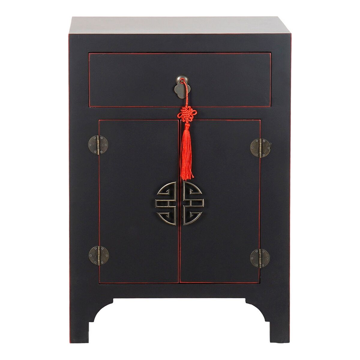 Nattduksbord DKD Home Decor Gran Röd Svart Trä MDF 45 x 34 x 66 cm - 6