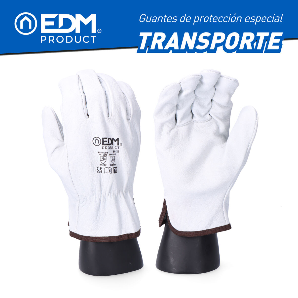 Arbetshandskar EDM Vit Koläder Transportör - 5