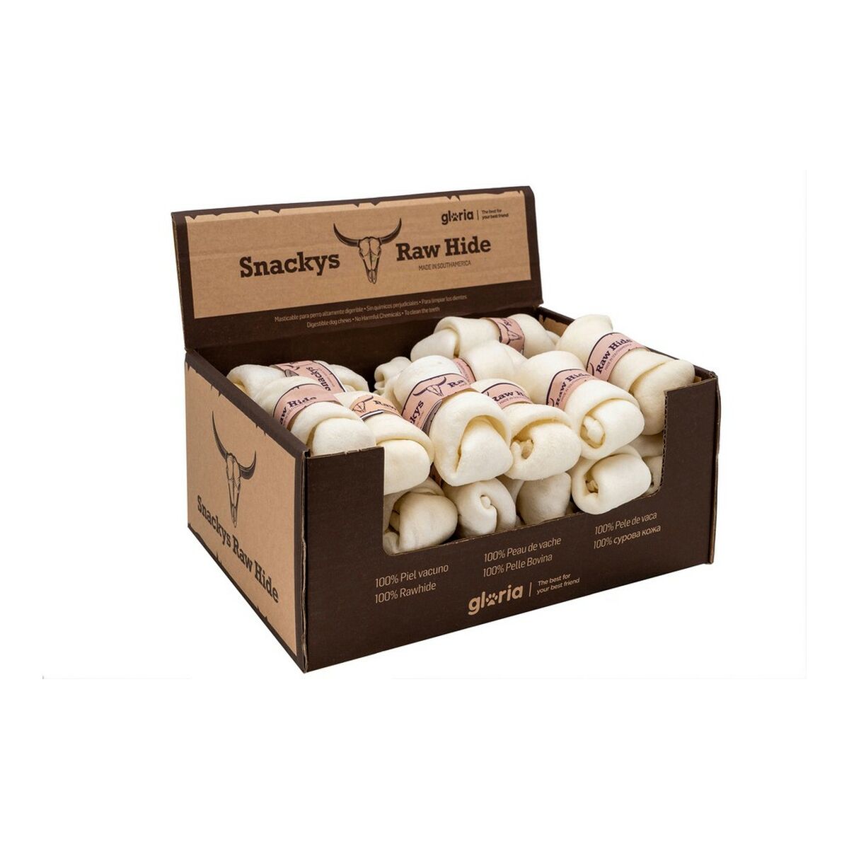 Hundgodis Gloria Snackys Rawhide Kalvkött 10-12 cm Knut 30 antal - 5