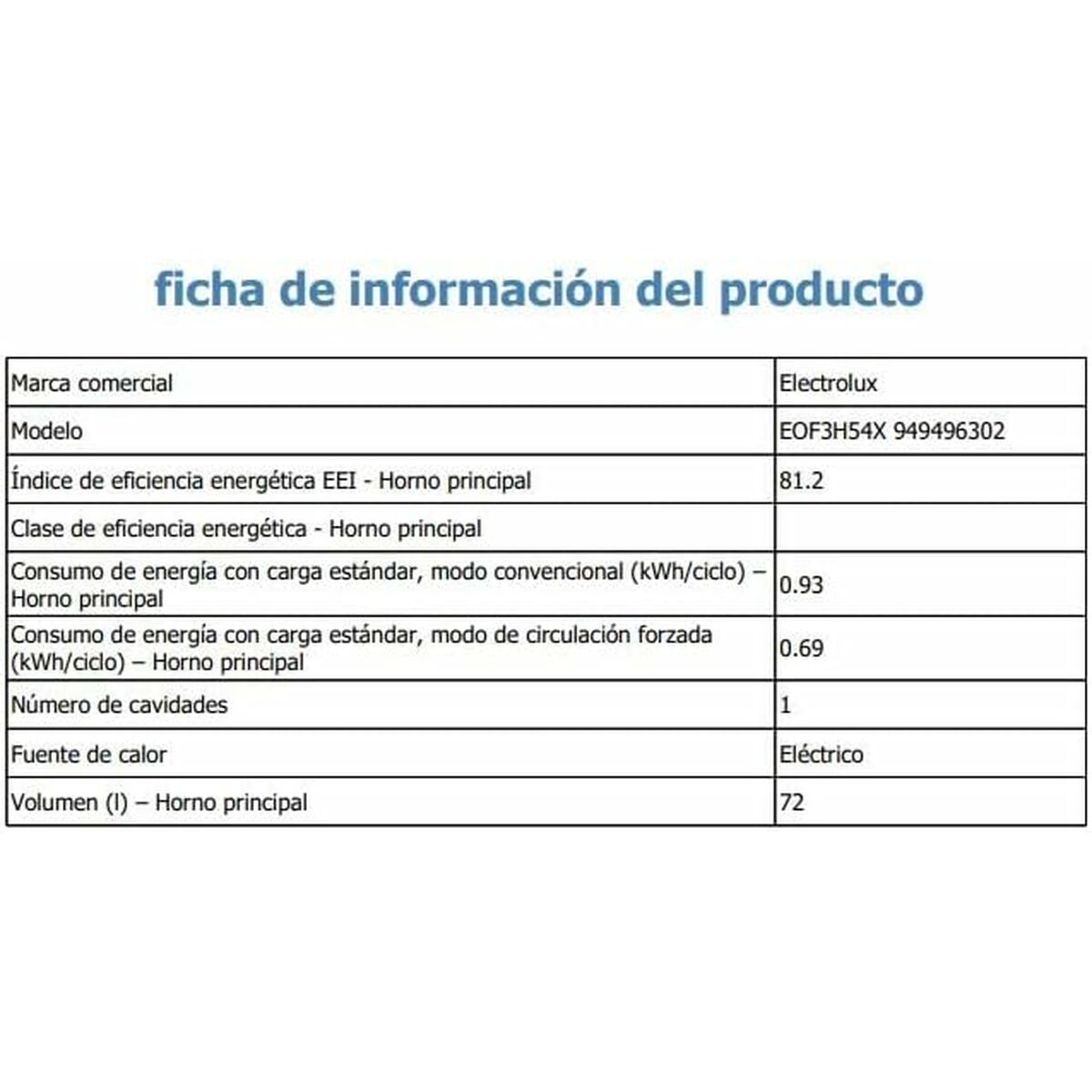 Ugn Electrolux EOF3H54X 2700 W 72 L - 2