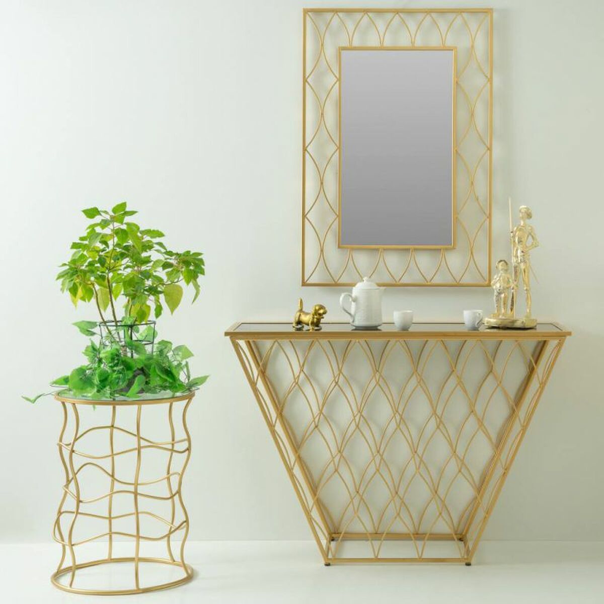 Sidobord Alexandra House Living Guld Metall 46 x 60 x 46 cm - 2