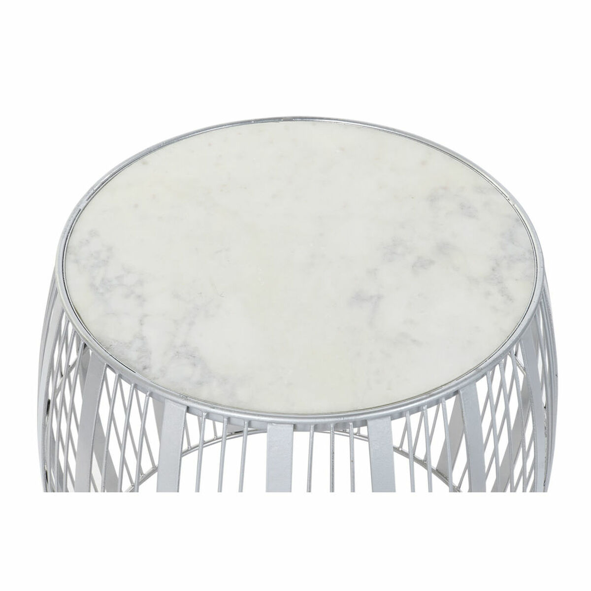 Sidobord DKD Home Decor Vit Marmor Järn Silvrig (46 x 46 x 41 cm) - 6