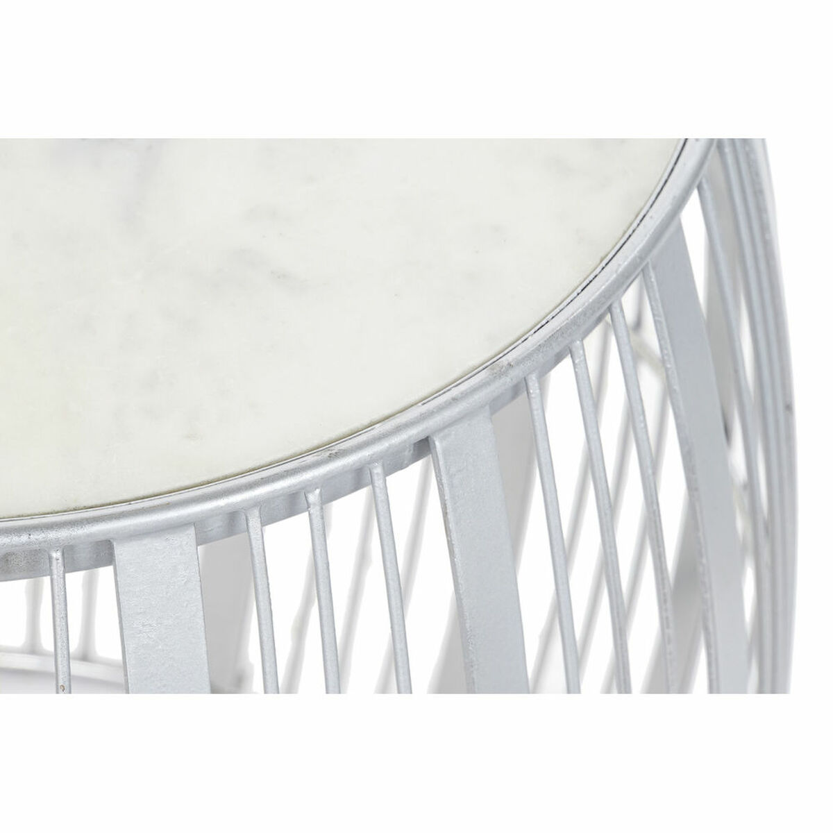 Sidobord DKD Home Decor Vit Marmor Järn Silvrig (46 x 46 x 41 cm) - 5