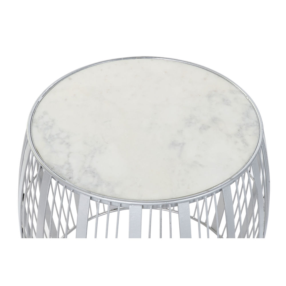 Sidobord DKD Home Decor Vit Marmor Järn Silvrig (46 x 46 x 41 cm) - 3