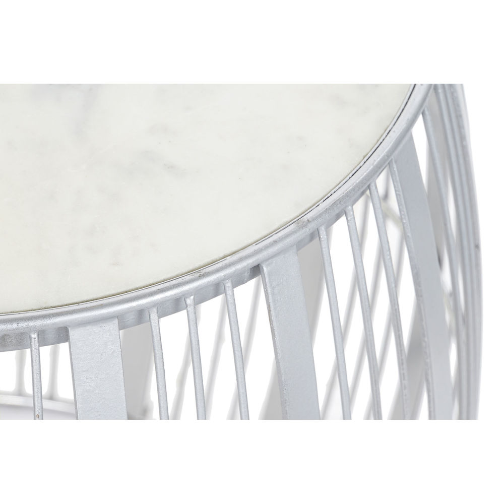 Sidobord DKD Home Decor Vit Marmor Järn Silvrig (46 x 46 x 41 cm) - 2