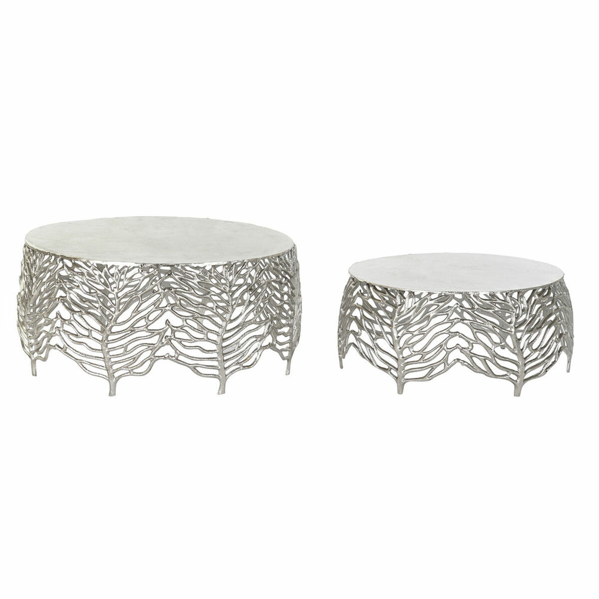 Sidobord DKD Home Decor Aluminium (2 pcs) (52 x 52 x 25 cm) (63.5 x 63.5 x 30.5 cm) - 3