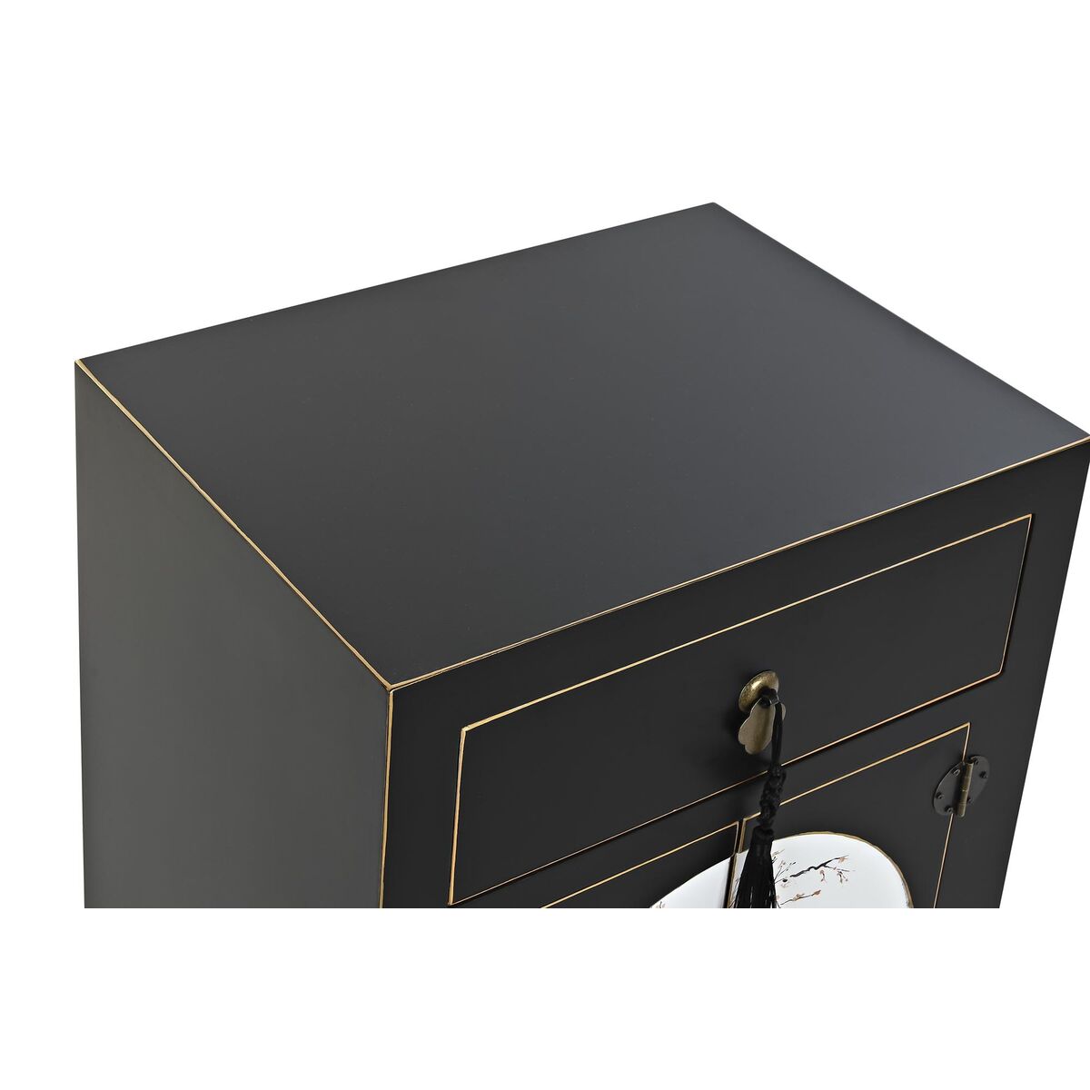 Nattduksbord DKD Home Decor Vit Svart Gyllene Gran Trä MDF 45 x 36 x 66 cm - 2