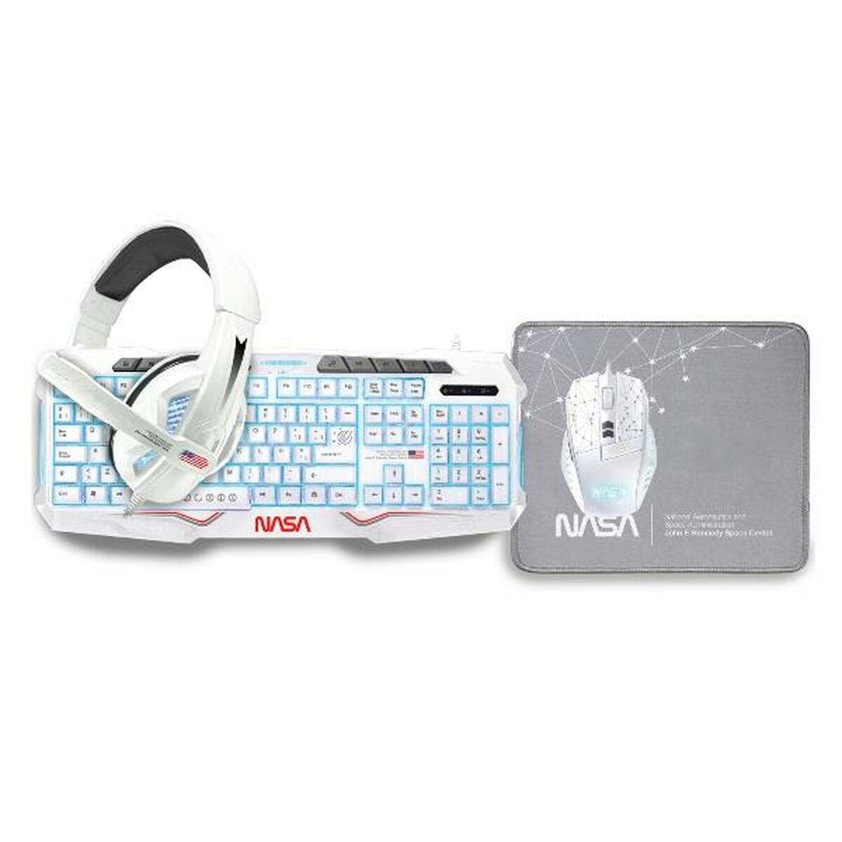 Tangentbord och Mus NASA ANDROMEDA4IN1-W Vit Multicolour Qwerty Spanska - 2