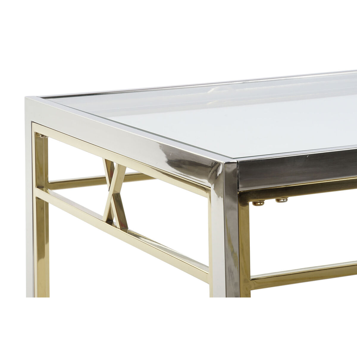 Sidobord DKD Home Decor Glas Stål Silver (110 x 60 x 40 cm) - 6