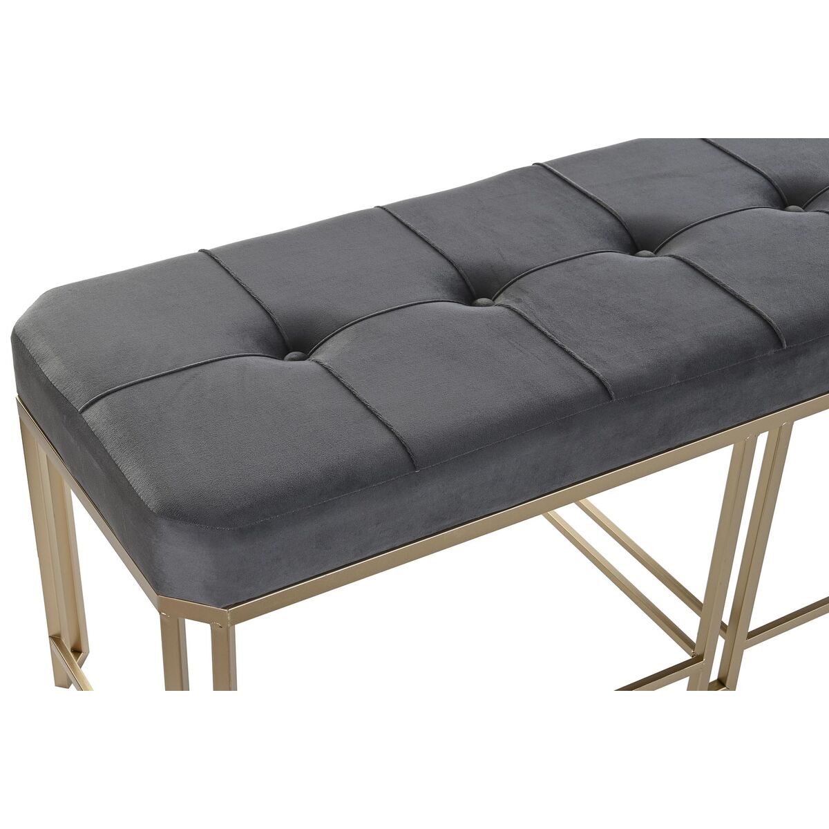 Sittpall DKD Home Decor   Grå Metall Sammet (120 x 40 x 47 cm) - 2