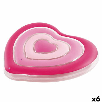 Luftmadrass Intex Hjärta 135 x 155 x 25 cm Rosa (6 antal)