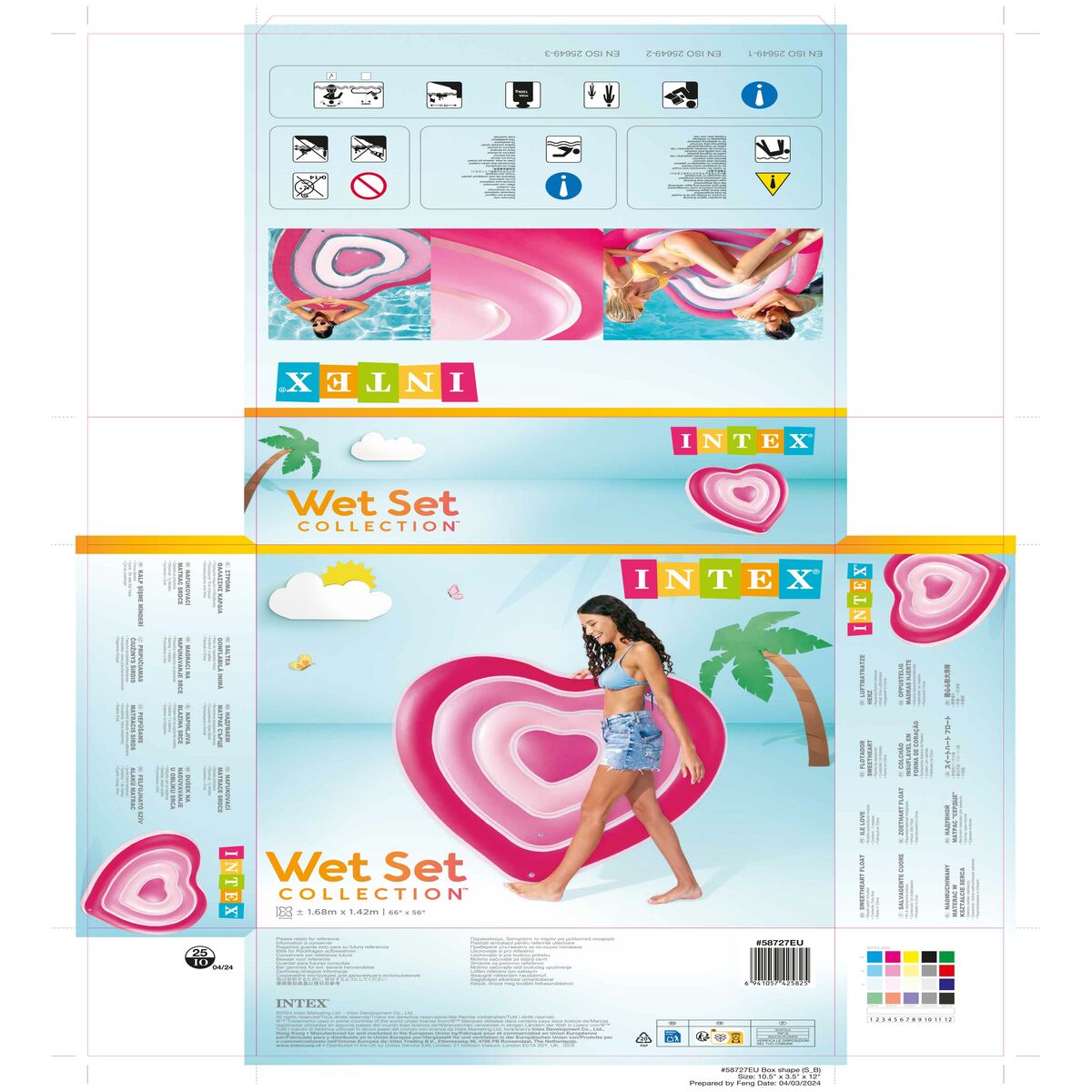 Luftmadrass Intex Hjärta 135 x 155 x 25 cm Rosa (6 antal) - 2