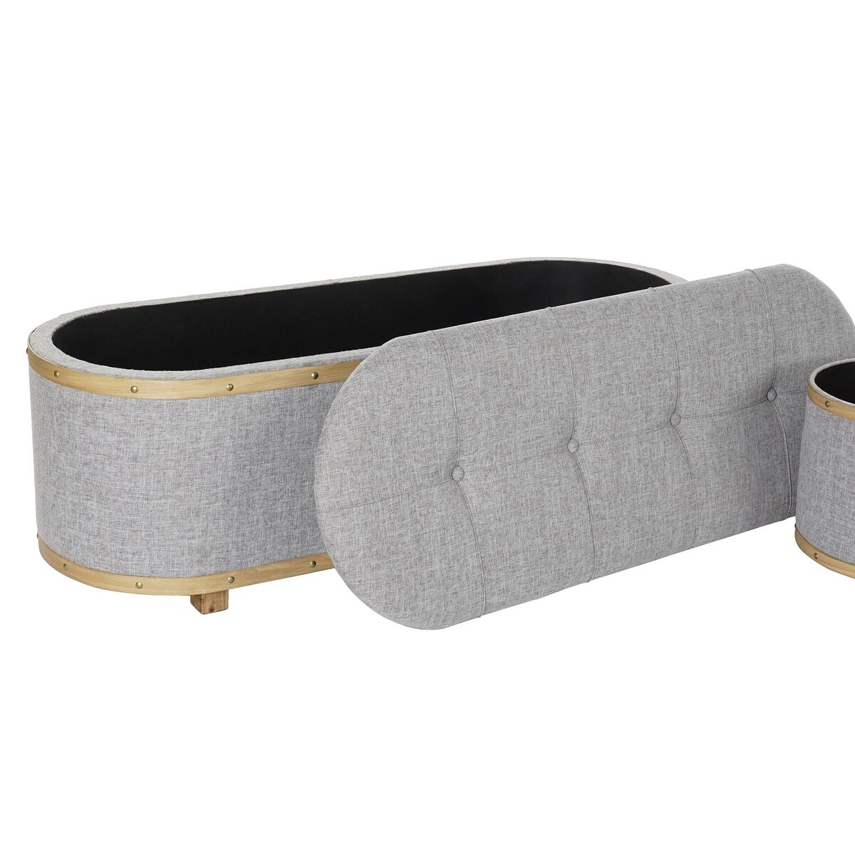 Sittpall DKD Home Decor   Grå Trä Polyester (120 x 45 x 43 cm) - 2