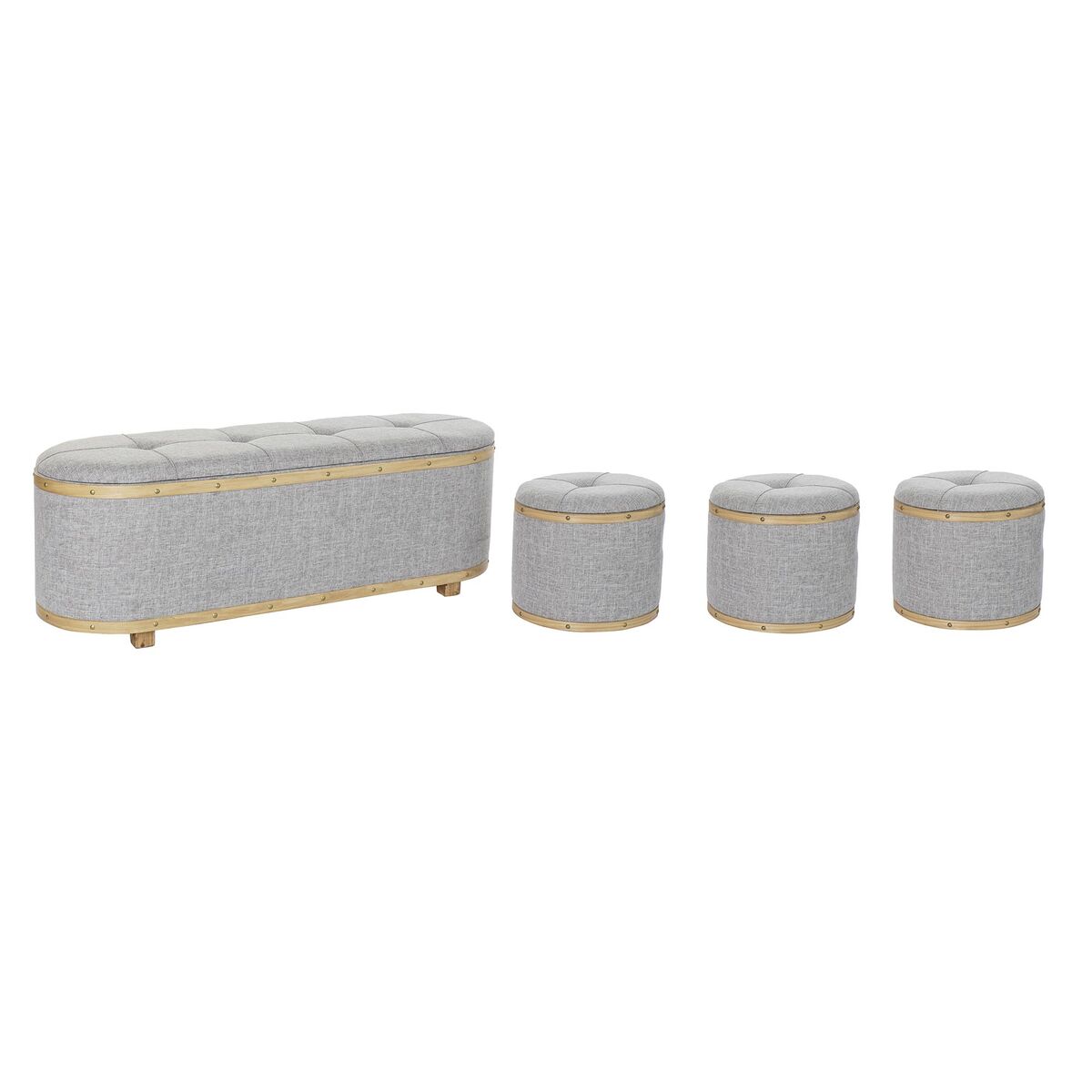 Sittpall DKD Home Decor   Grå Trä Polyester (120 x 45 x 43 cm)