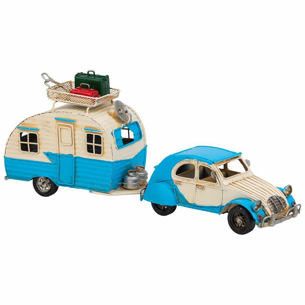 Samlingsfigurer Alexandra House Living Ljusblå Järn ABS Husvagn Släp 9 x 15 x 41 cm - 3