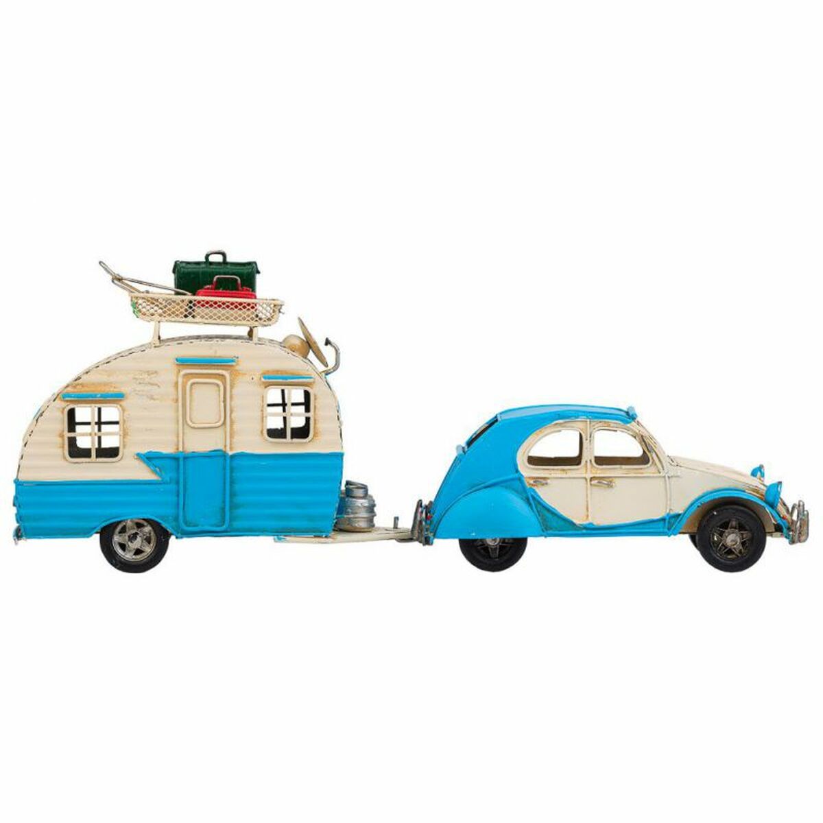 Samlingsfigurer Alexandra House Living Ljusblå Järn ABS Husvagn Släp 9 x 15 x 41 cm