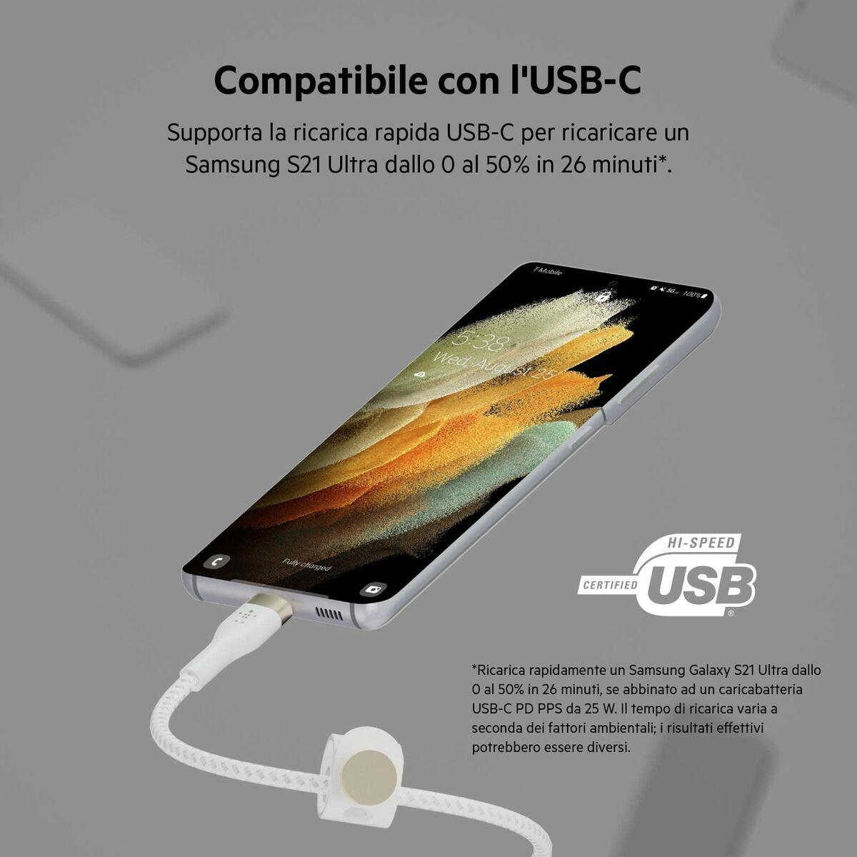 USB-C-kabel Belkin CAB011BT1MWH Vit 1 m - 3