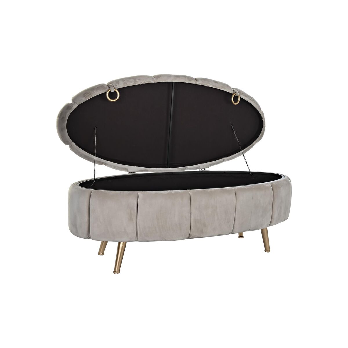 Förvaringskista med sits DKD Home Decor Beige Metall Polyester (125 x 55 x 53 cm) - 4