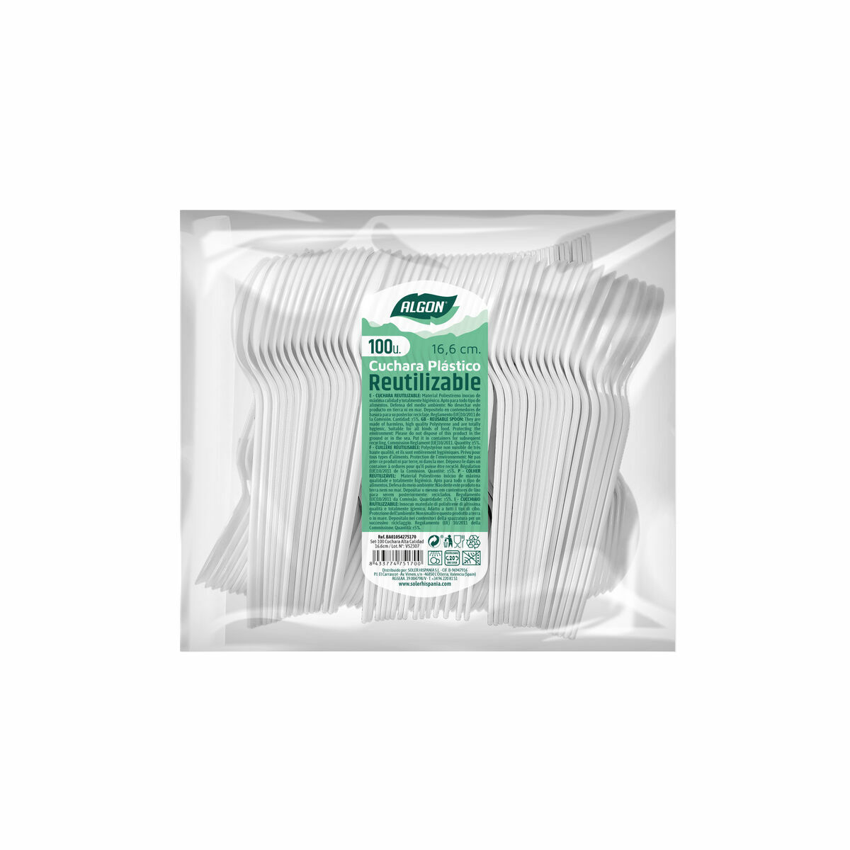 Set med skedar Algon Återanvändningsbar Vit 10 antal 16,6 cm - 3