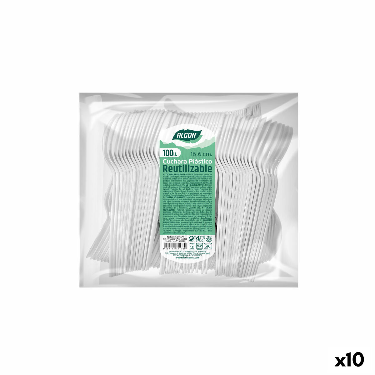 Set med skedar Algon Återanvändningsbar Vit 10 antal 16,6 cm - 4