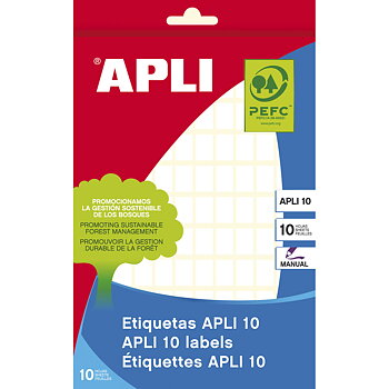 Självhäftande etiketter Apli Vit 10 Blad 8 x 12 mm (10 antal)