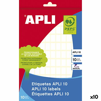 Självhäftande etiketter Apli Vit 10 Blad 8 x 12 mm (10 antal)