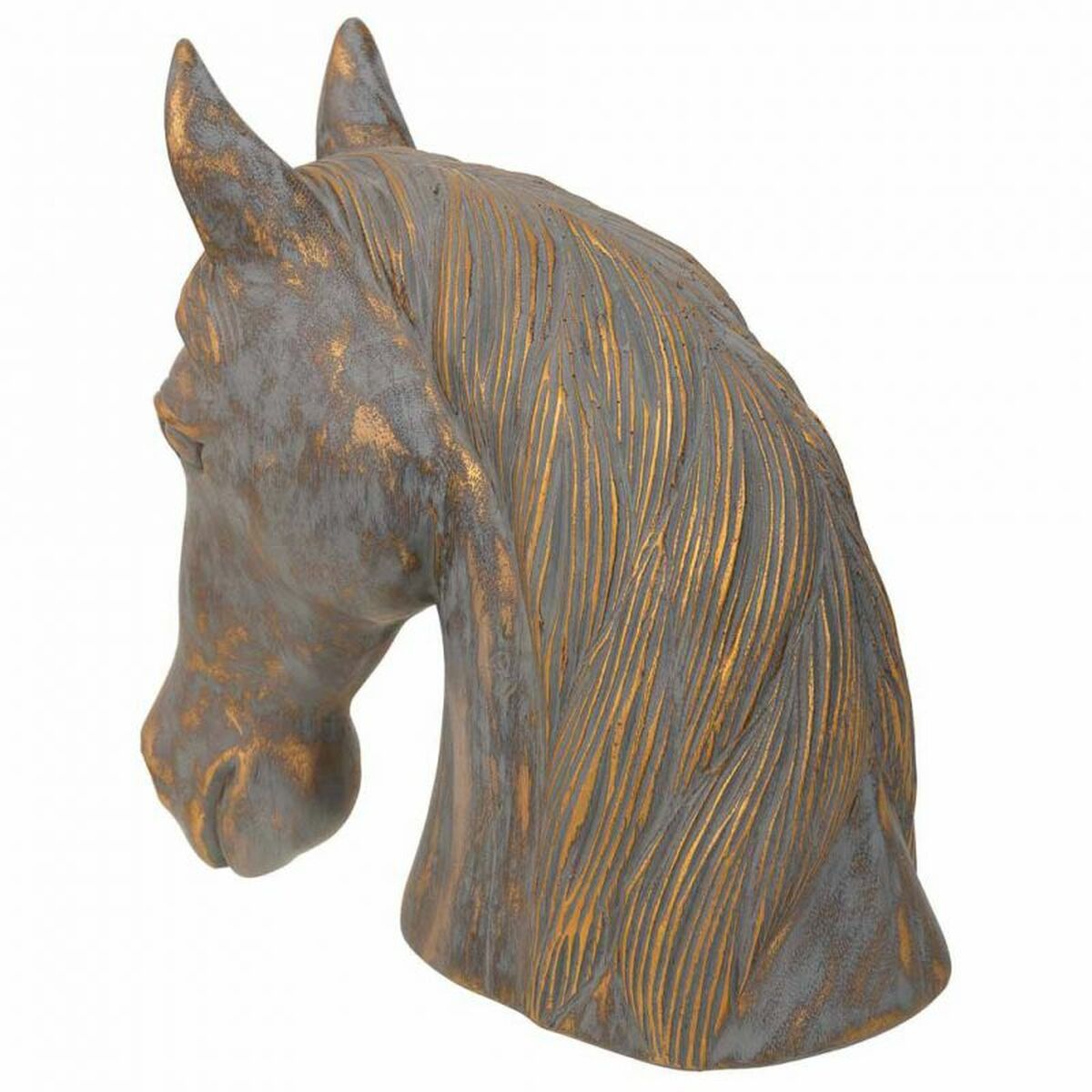Prydnadsfigur Alexandra House Living Grå Gyllene Häst 15 x 31 x 31 cm - 5