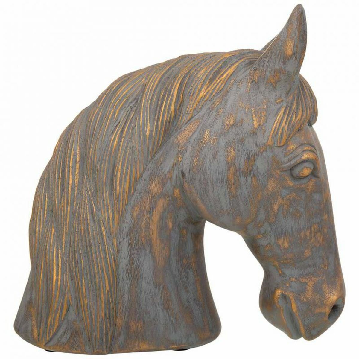 Prydnadsfigur Alexandra House Living Grå Gyllene Häst 15 x 31 x 31 cm - 4