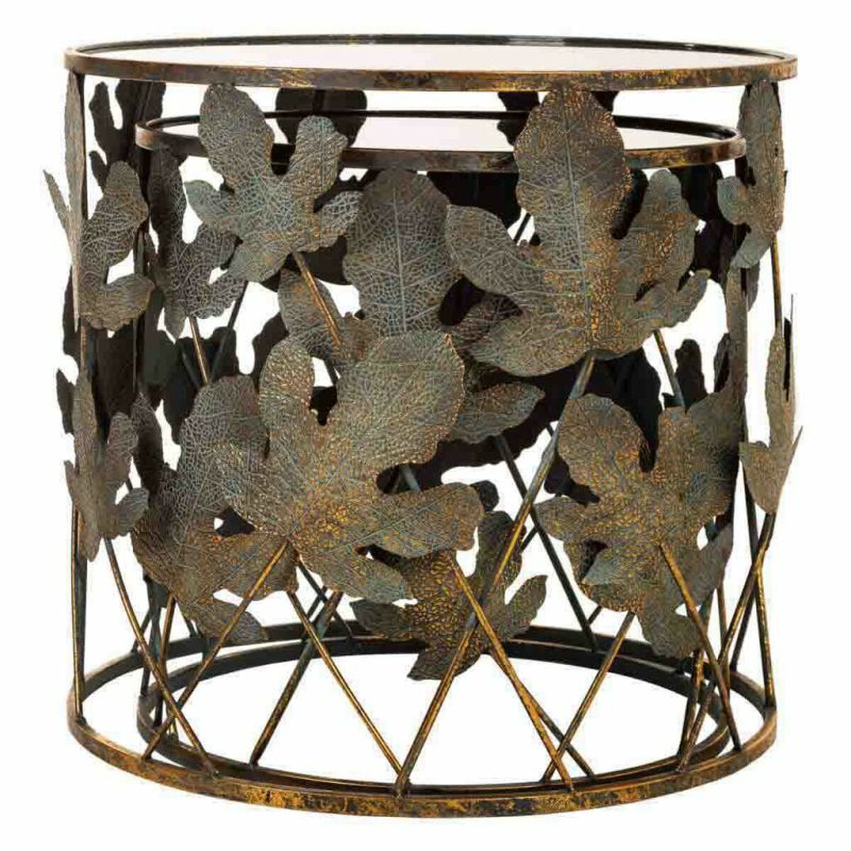 2-bordsset Alexandra House Living Gyllene Glas Järn 60 x 56 x 60 cm - 4