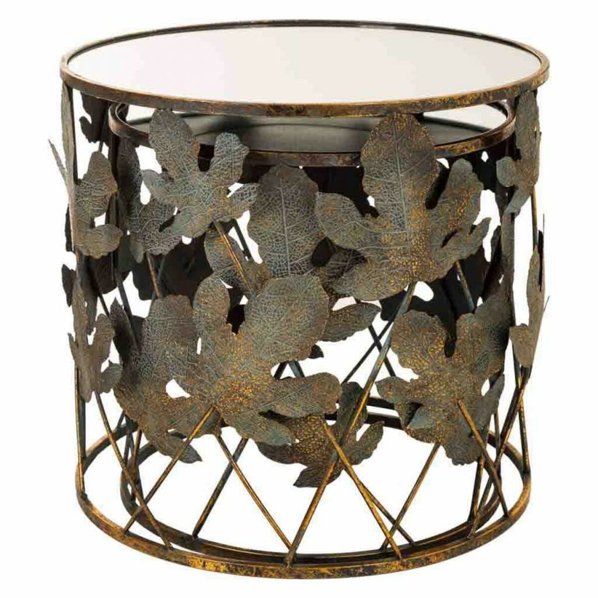 2-bordsset Alexandra House Living Gyllene Glas Järn 60 x 56 x 60 cm - 5