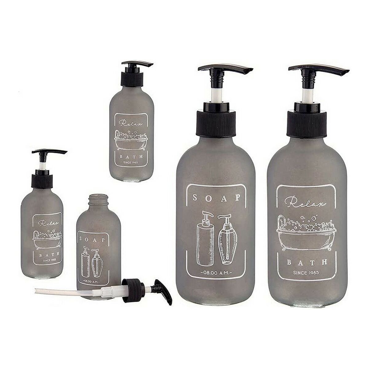 Tvåldispenser Berilo Svart Grå Glas polypropen 250 ml - 9