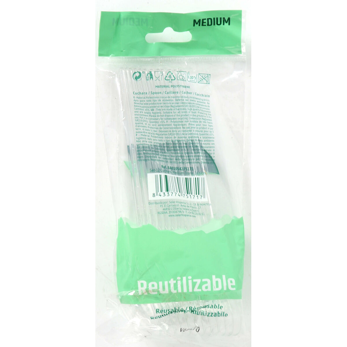 Set med skedar Algon Återanvändningsbar Transparent 36 antal 16,6 cm - 7