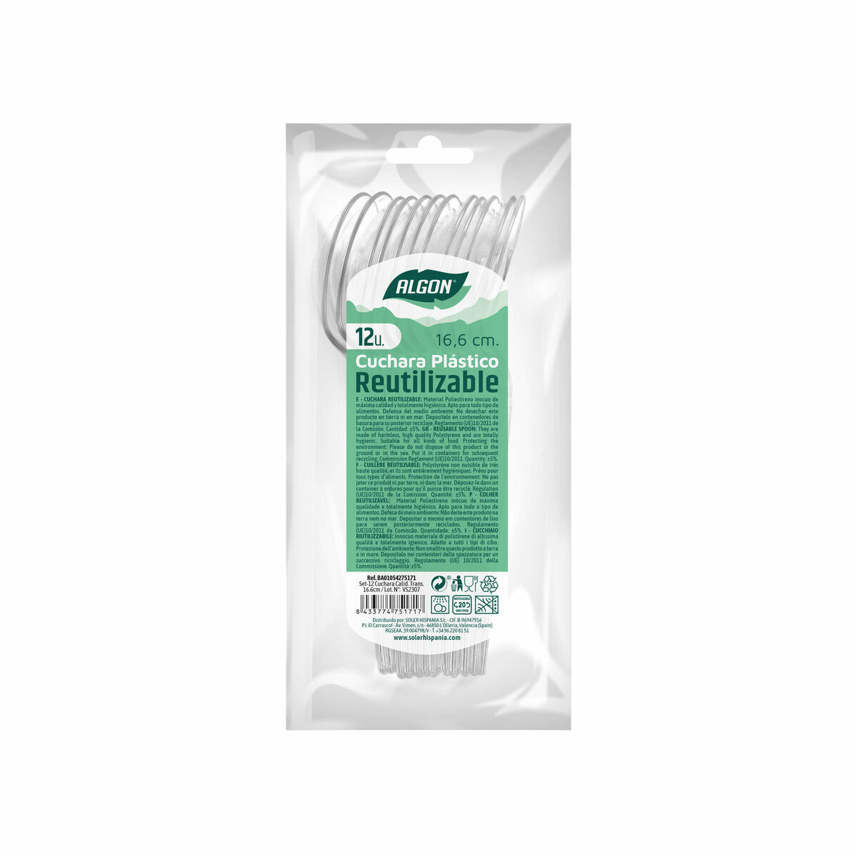 Set med skedar Algon Återanvändningsbar Transparent 36 antal 16,6 cm - 5
