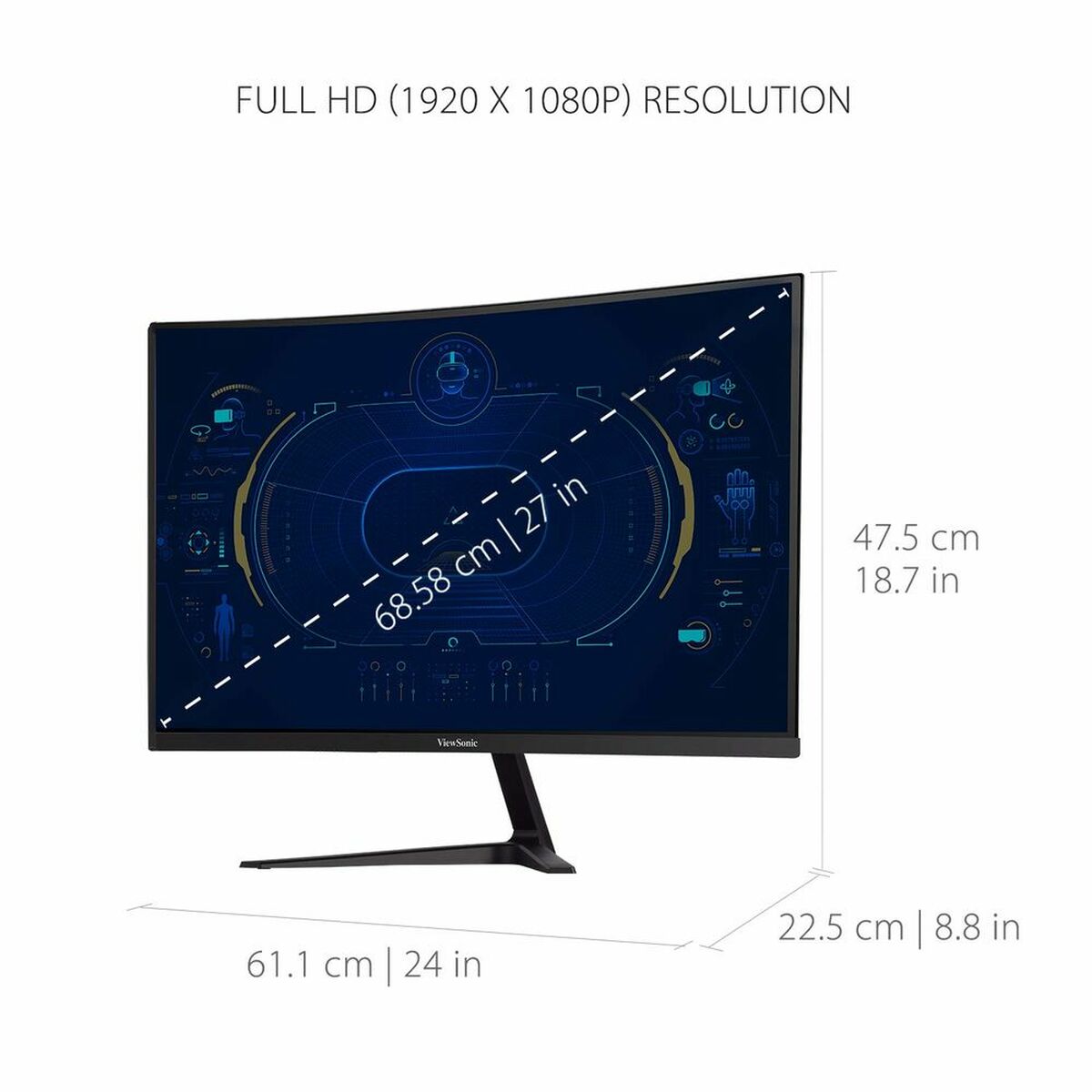 Monitor ViewSonic VX2718-PC-MHD 27" FHD LED 165 Hz 27" - 12