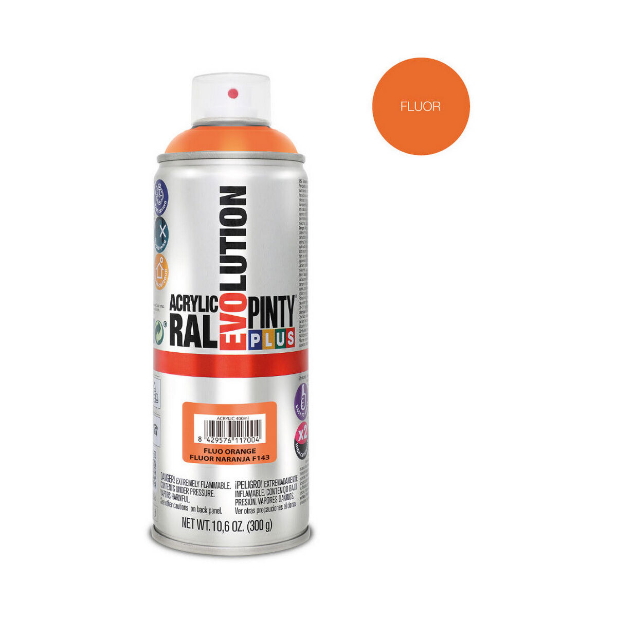 Sprejfärg Pintyplus Evolution F143 400 ml Fluorescerande Orange - 2
