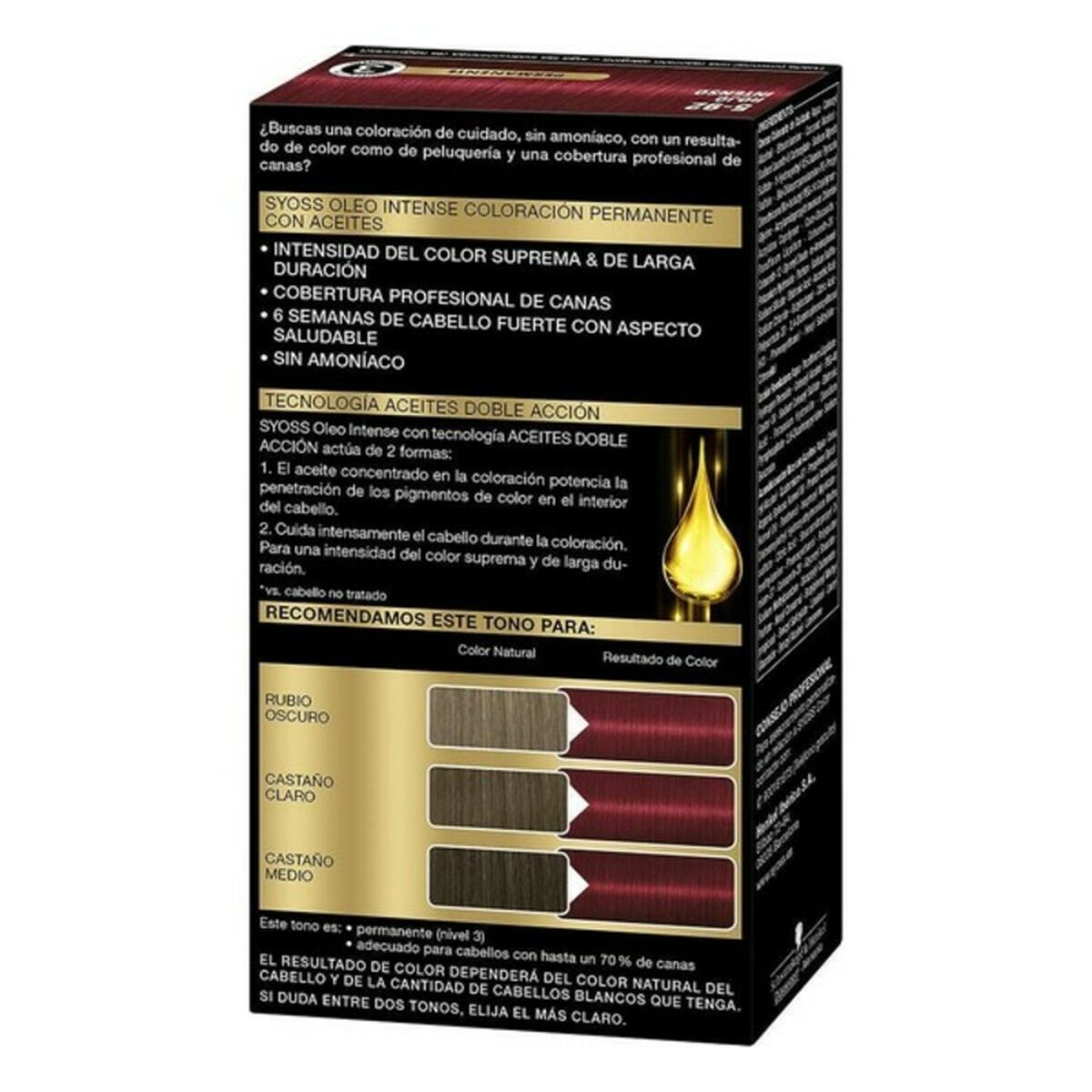 Permanent färg Syoss Olio Intense Knallrött Nº 5,92 Platinablont Nº 5.92-Rojo Intenso - 4